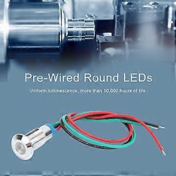 4 Set Förkopplade Runda Lysdioder 2-Färgs Vattentäta Metallampor Gemensam Katod 8mm 36V (Röd och Grön)