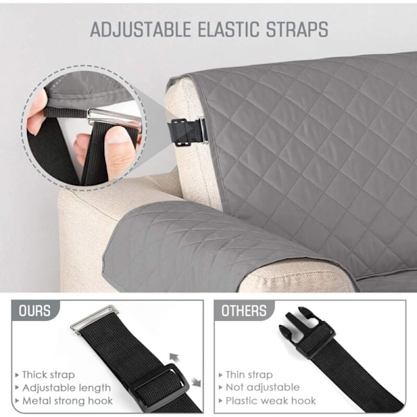 Sofaovertræk Vandtæt Sofaovertræk med Elastiske Stropper Skridsikker Skum til Stue Hunde Beskyttelse Beskyt mod Dyr, Stænk, Slid og Pletter