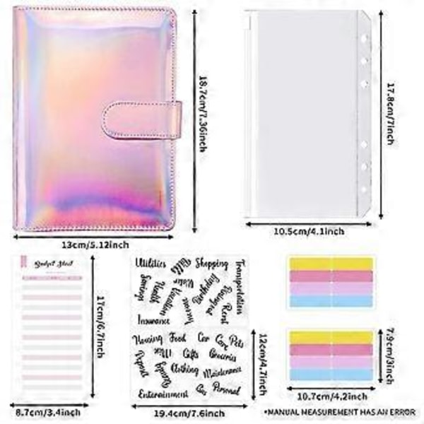Budget Binder Set - Budgetpärm med kontantkuvert, kontantorganisatör pengarsparande pärm kontantkuvert för budgetering A