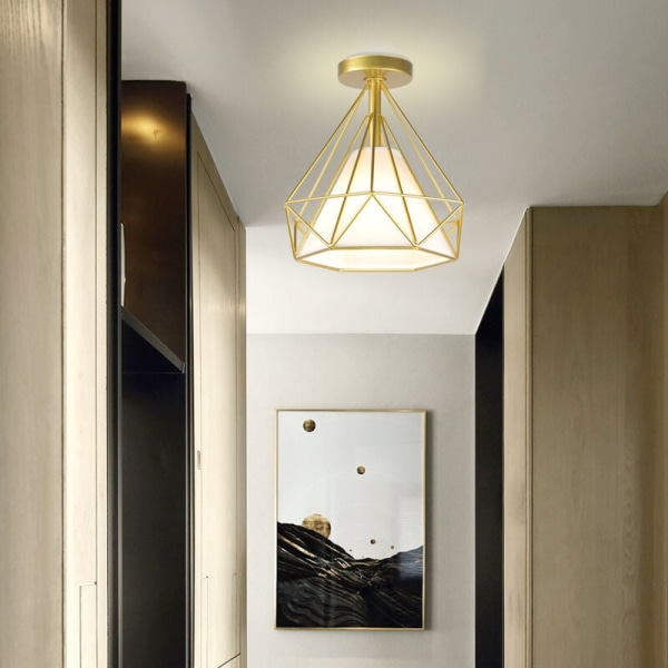 Vintage takljus guld diamant bur hängande lampskärm för hall sovrum kök