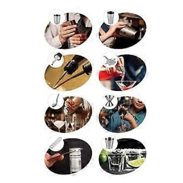 14-delt Cocktail Shakersæt Bartender Kit - Barværktøj i rustfrit stål til DIY Bartending Cocktailtilbehør