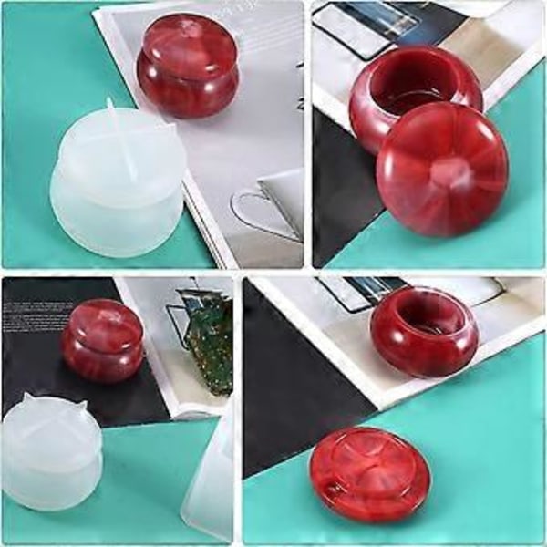 Formlåg til Kunst Epoxy Krukke Pynt Dåse Beholder Håndværk Makeup Diy Gave Med Lille Silikonebeholder Håndlavet Holder 1 stk.-
