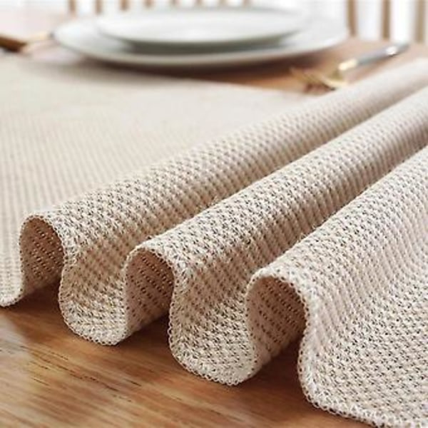 Flätad Bordslöpare för Soffbord i Bondgårdsstil, Beige Vävd Bordslöpare