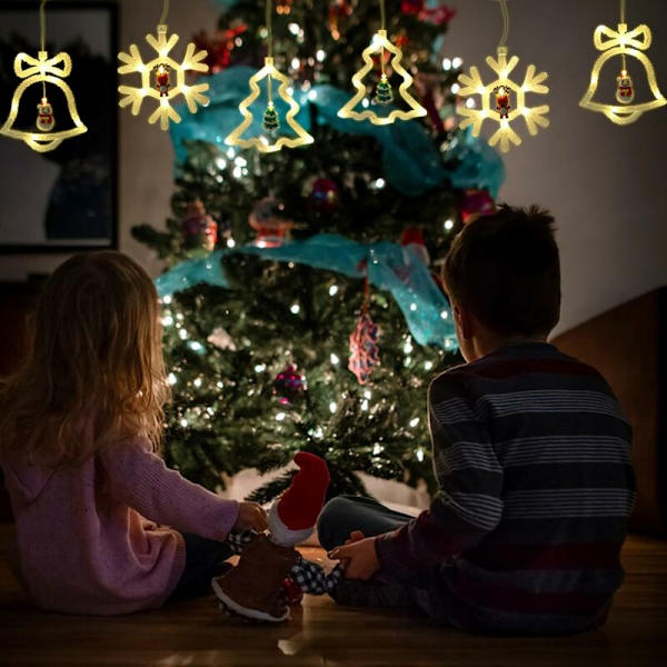 3 st dekorativa julbelysningar, LED-julbelysning fönsterdekoration LED-julbelysning hängande med sugkopp inredning gardinbelysning