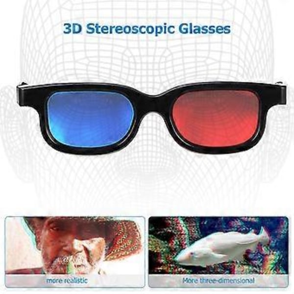10 stk. Visningsbriller Rød-blå linse 3D-briller Kompatible med vanlige dataskjermer TV-er Kinolerret