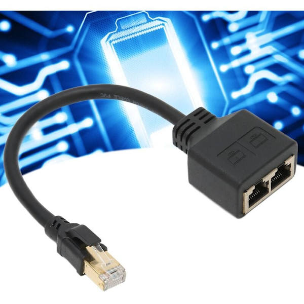 RJ45 Ethernet-adapter 1 til 2 port kabelforlengelse utmerket tilkoblingsoverføring splitteradapter for hjemmekontor