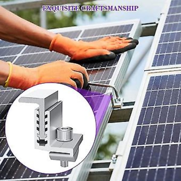 4 Pakker Solcellepanel Monteringsbraketter Justerbar Endepanelbrakett For Solcellepanel Fotovoltaisk Montering
