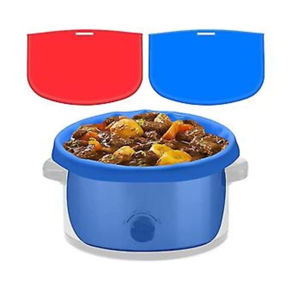 2 Pakning Slow Cooker-poser - Gjenbrukbar Gryteinndeler, Silikon Kokeposer Passer 6 Quarts Gryte (rød+bl