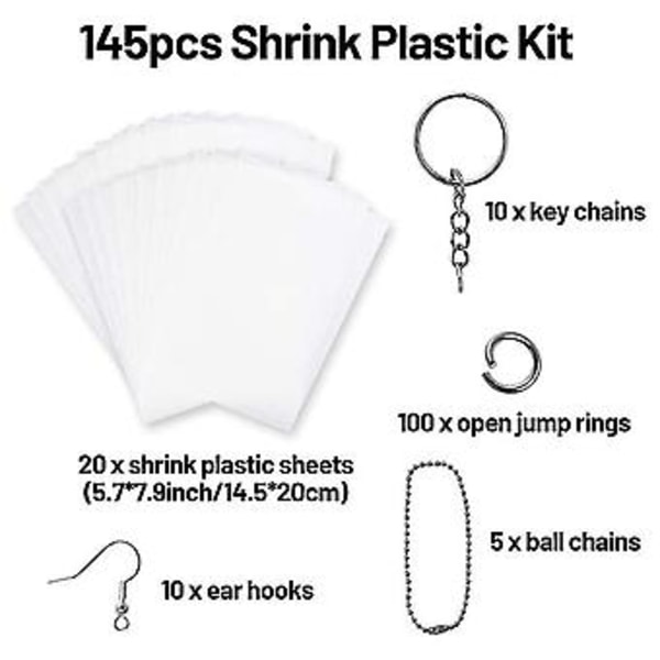 Krympplastpapper Värmekrympark Plastkit Hålslag Nyckelringar Pennor DIY Ritningsmaterial