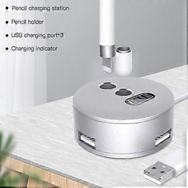 LED-latausindikaattorilla varustettu latausteline Apple Pencil 1. sukupolvelle, alumiininen pöytälataustelakka