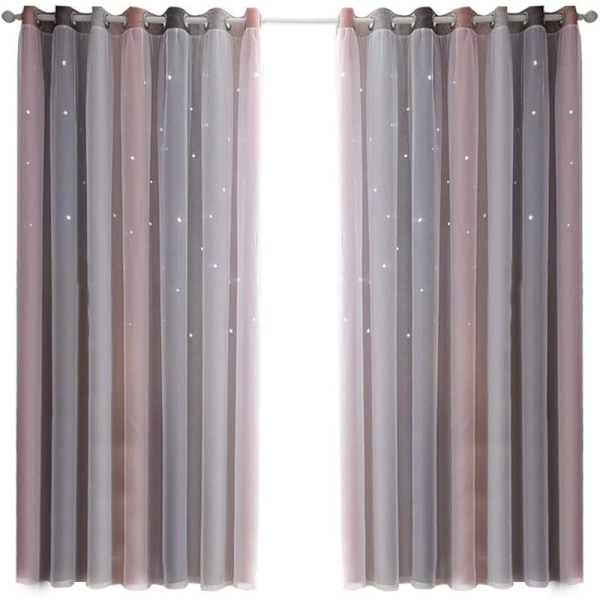 Blackout Curtains for Bedroom, Soundproof Curtains, Thermal Insulated, Opaque Curtains with Pattern (53"W x 63"H (134 x 160cm), Pink)