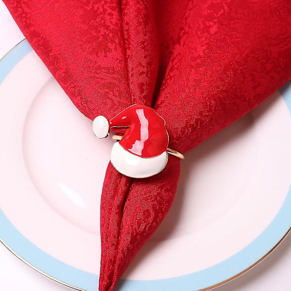 6 stk. juleservietringe julemandens hat servietholderringe til ferie jul thanksgiving hjem borddekoration