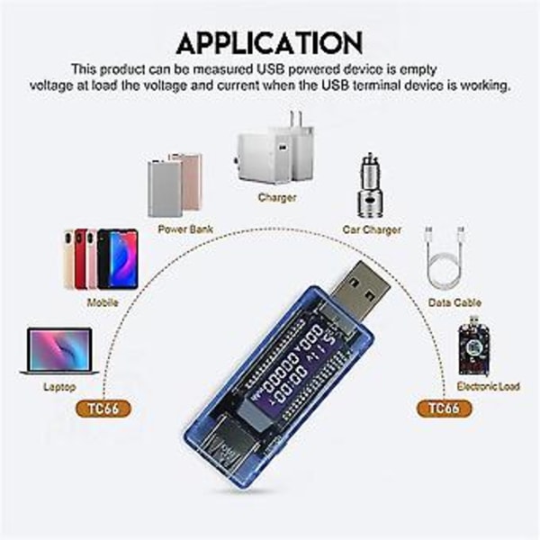 USB Display Spänning och Amperemeter 3-9V Spänning 0-3A Ström