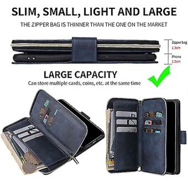 Etui til Samsung Galaxy S22 Ultra, Wallet Phone Case Mørkeblå