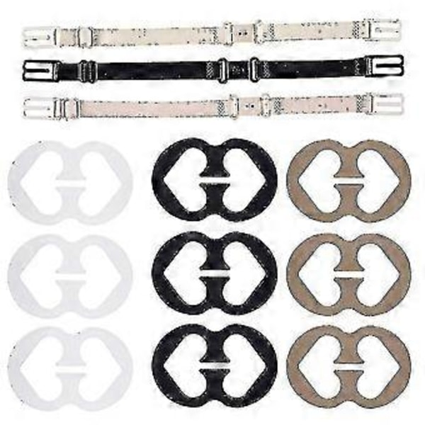 12 stk. Sklisikre BH-stropper Elastisk Justerbar Holder Med BH-klips