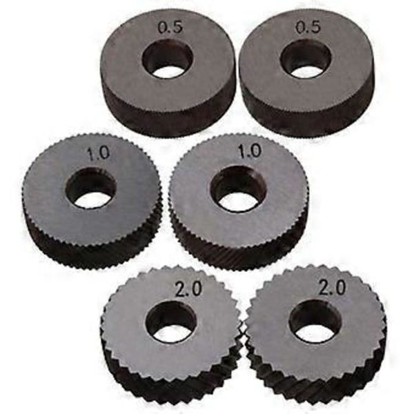 7 st Dubbelhjul Rändelverktyg Set 0.5mm 1mm 2mm Linjär Hjul Set Stål Svarv Set Hjul Rändling T