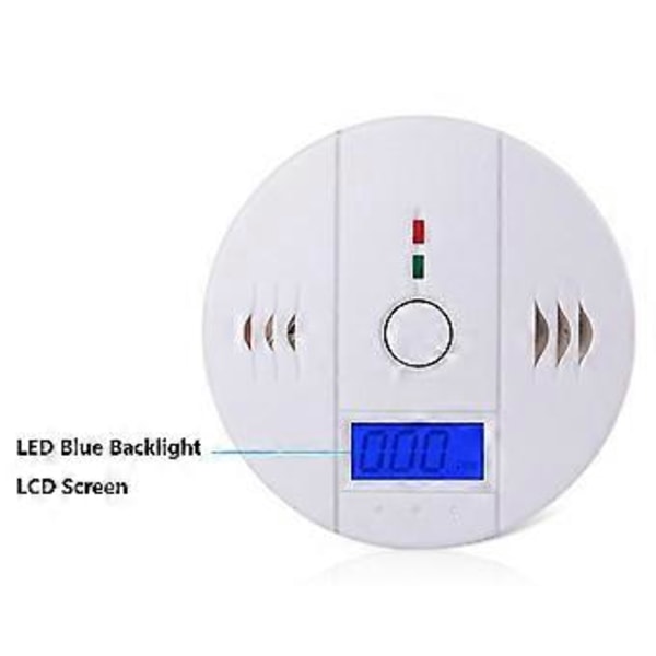 1 stk. Karbonmonoksiddetektor 85db Alarm Sirene Lyd Uavhengig CO-forgiftningsvarsler
