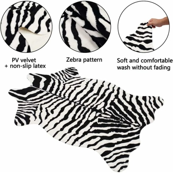 Konstgjord Zebra Mönster Tryckt Matta Zebra Mönster Konstgjord Päls Skinn Läder Badrum Matta Halkfri Djurmönster Matta för Hem Vardagsrum
