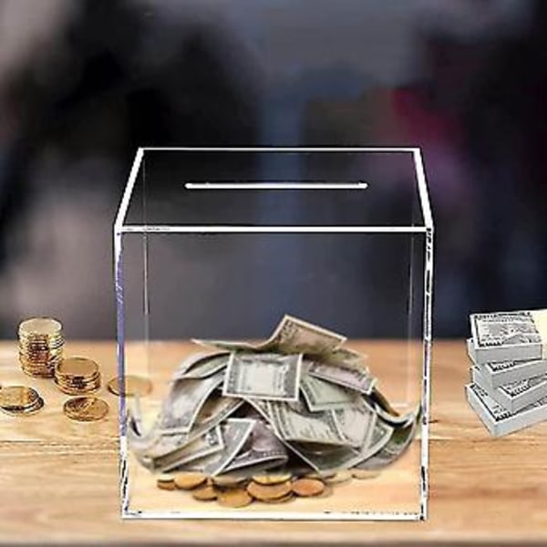 Klar Spargris 18cm Akryl Min Bank Akryl Bankbox Återanvändbar Transparent Spargrisbox Del