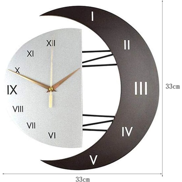 Moderne Design Lydløse Væg Ur Køkken Ur Kreative Måneformet Ramme Hjem Dekoration Ur (3332)