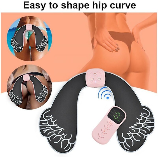 Smart fitness kroppsslankende treningsmassasjeapparat for avslappende håndmassasje, trådløs hoftesmuskelstimulator, lys rosa