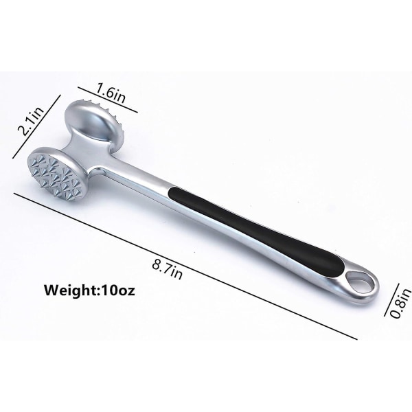 Double Sides Nails Premium Food Grade Zinc Alloy Solid Meat Hammer Meat Mallet, 8.7 Inch