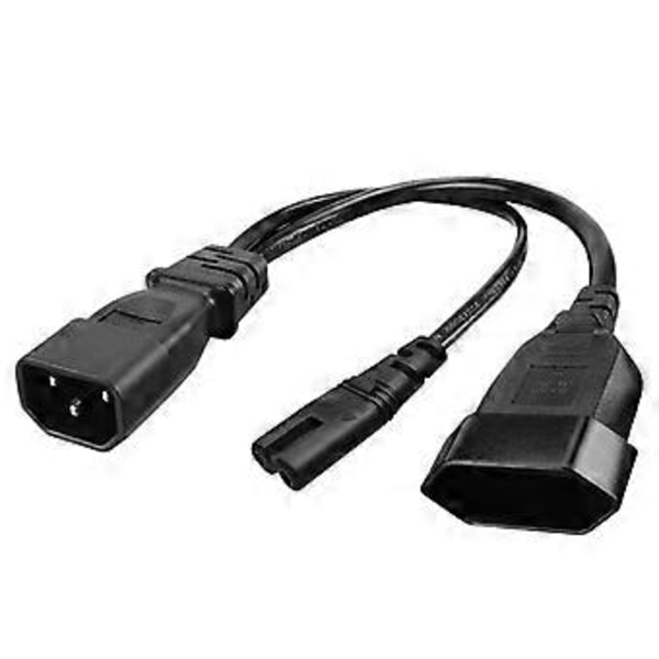 1 st Enkel C14 till C7 + EU4.0MM Kort Ström Y Splitter Adapter Kabel Sladd 32cm