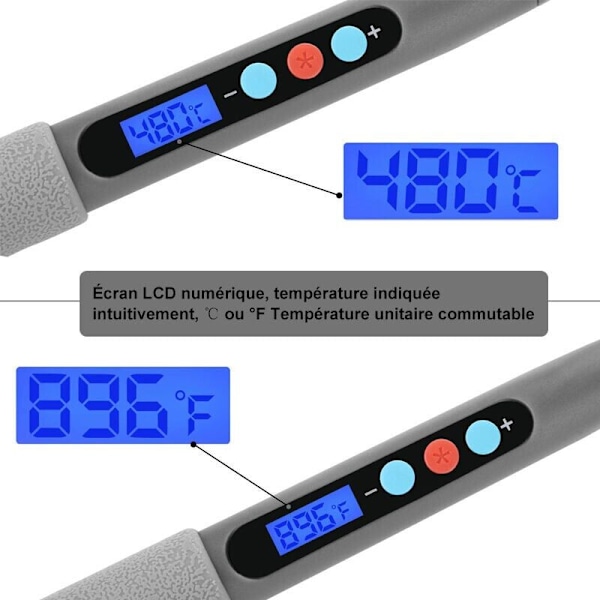 Elektrisk loddeboltsett med digitalt display 90W Sett med 18 deler Justerbar temperatur 100 til 480 med multimeter..