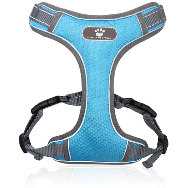 Pet No Pull Dog Harness, Reflective Vest Harness , Easy Control Handle for Small Medium Large Dog  Light Blue-L