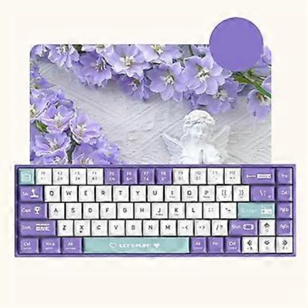 AK680 Mekaniskt Gamingtangentbord ABS Keycap 68 Tangenter Trådbundet Tangentbord Hot Swap för PC Laptop Lila Vit B