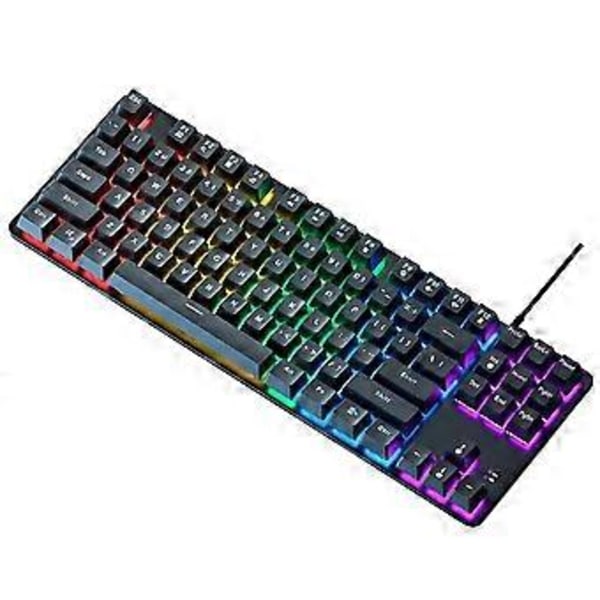 87 Tasters Mekanisk Tastatur Grøn Akse Gaming Tastatur Kablet Farve Baggrundsbelyst Tastatur til PC Laptop Kontor Spil A