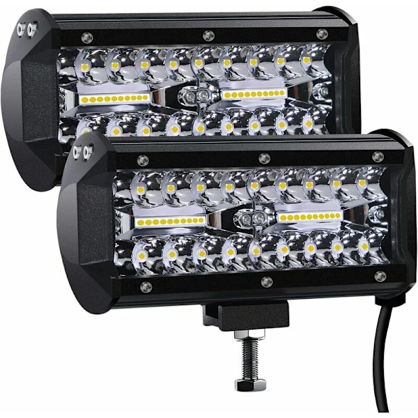 12V 300W 7'' LED arbeidslys - IP67 vanntett LED flomlys, kraftig spot- og flombelysning for bil, lastebil, traktor, SUV, båt (2-pakning)