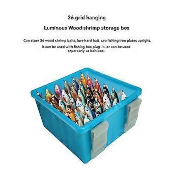 Fiskeslukboks 36 Ruter Squid Jig Oppbevaringsboks Octopus Egi Organizerboks Hard Bait Container Case med Selvlysende, C
