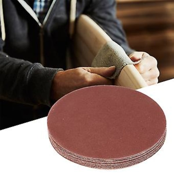100 stk. 5 tommer 80# Ruskind Rødt Sandpapir Slibeskiver Slibepapir Poleringspapirark