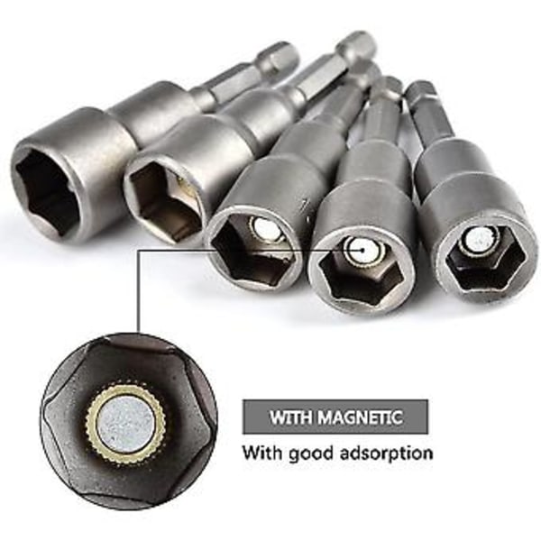 10 stk. magnetisk skruetrækkersokkel: Magnetisk bit til slagboremaskine 6-19 mm 1/4\" adapter sekskantbits