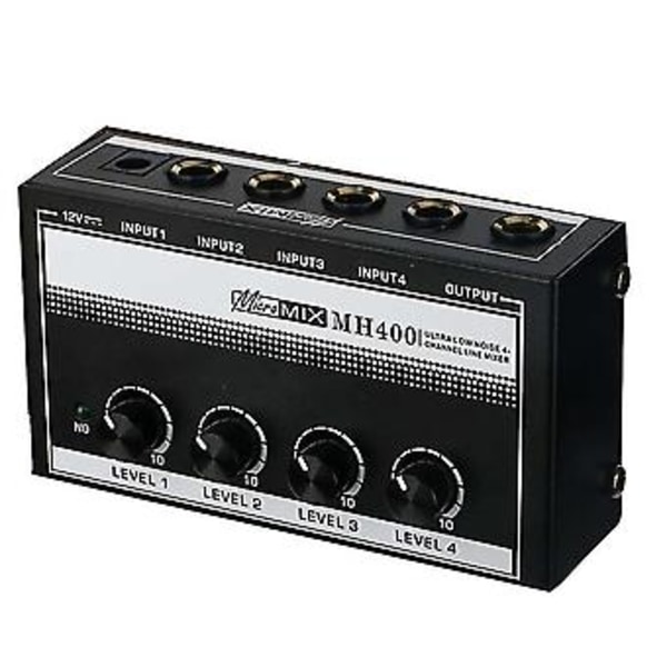 Mh400 4-kanals mikser miksebord lavt støynivå linje mono lydmikser for mikrofoner, gitar