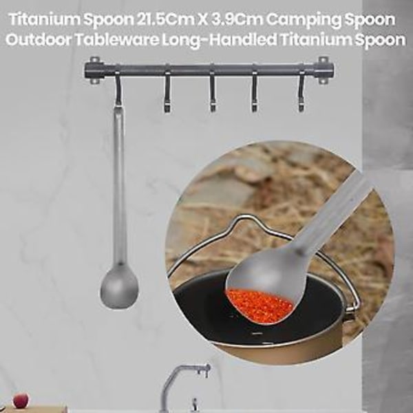 1 stk. Titanium Ske 21,5 cm X 3,9 cm Campingske Udendørs Service Langskaftet Titanium Ske