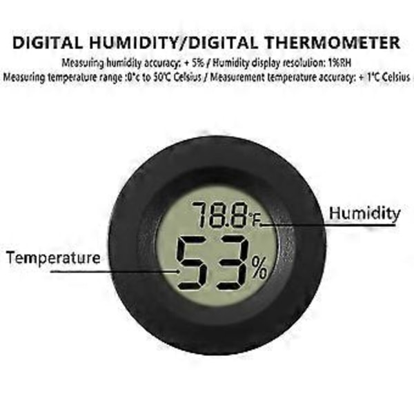5-pak Hygrometer Termometer Digital LCD Skærm Fugtighedsmåler til Luftfugtere Affugtere