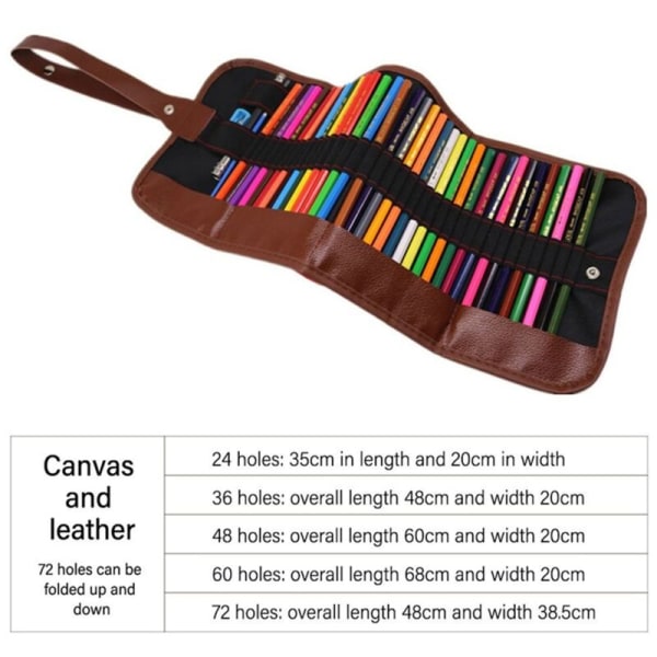 36 spor Pennerull Etui Pen Gardin Blyantveske Sminke Wrap Holder Oppbevaringspose Tykk Canvas Stasjonær Organizer