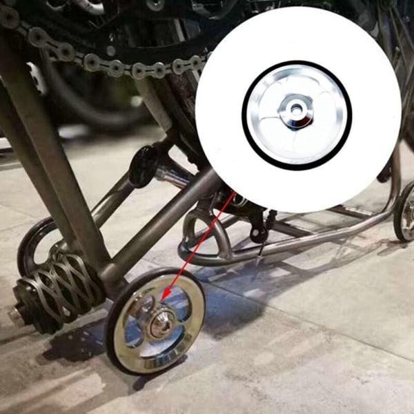 Nyt til BROMPTON Foldecykel Easy Wheel 6Cm Keramisk lejer bagstativ CNC Aluminiumslegering Birdy Easy Wheel, Sort