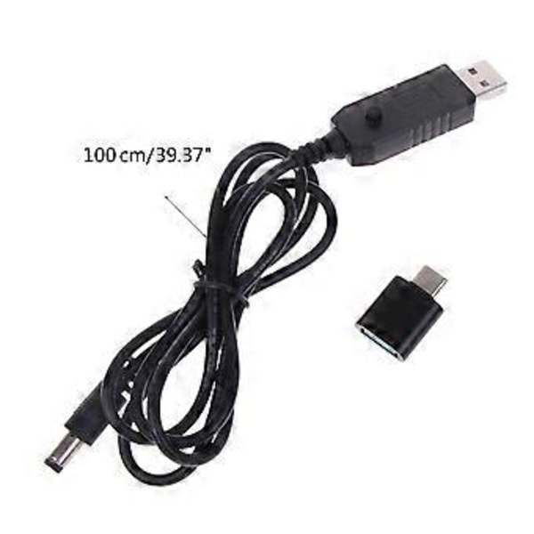 Universal Type C PD QC3.0 USB til 5V-12V Justerbar Spænding Step Up 5.5x2.1mm Kabel Strømkabel til WiFi-Router LED Strip