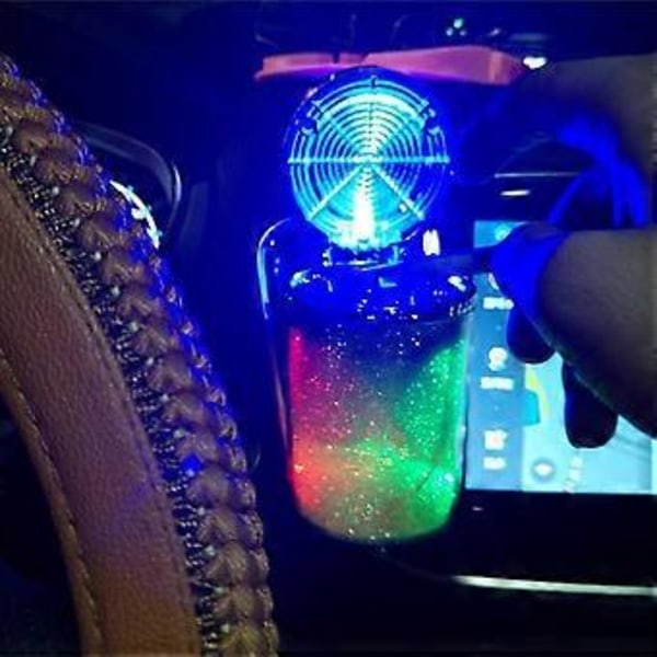 Askkopp för bil med LED-lampa, cigarettaskkopp, behållare för rökaska, cylinder, rökkopp, mugghållare, förvaringsmugg, biltillbehör