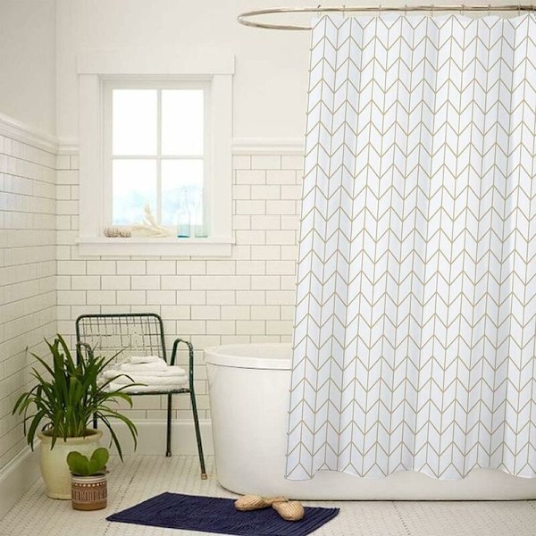 Duschdraperi, mögel- och mögelresistent fiskbensmönster 180 x 200 cm 100 % polyester