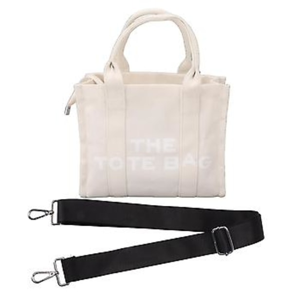 Canvas Tote Bag Vanntett Slitesterk Justerbar Stropp Casual Skulderveske Håndveske for Skole Kontor Reise Beige