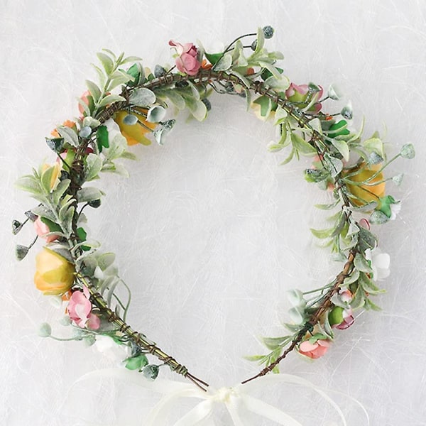 Rose Flower Crown, Floral Wreath Pannband, Färgglada Bohemian Brudblomma Hår