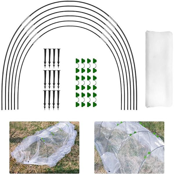 Sæt med 18 bøjler til hævet tunnel drivhus, der udgør en glasfiberstel til dine planter i haven-Fei Yu