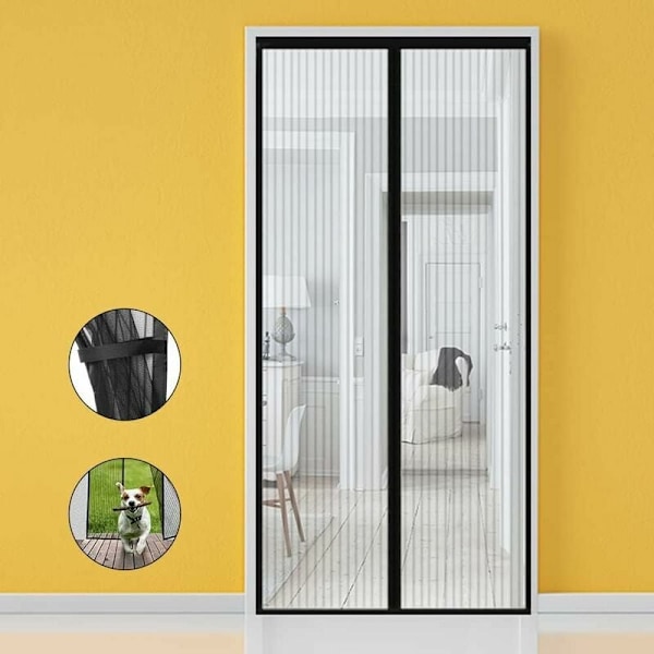 Fiberglass Magnetic Fly Screen, 80x210cm, Magnetic Fly Screen, Door with Side Storage Strips, Automatic Shutoff No Drilling, for Balcony and Patio D