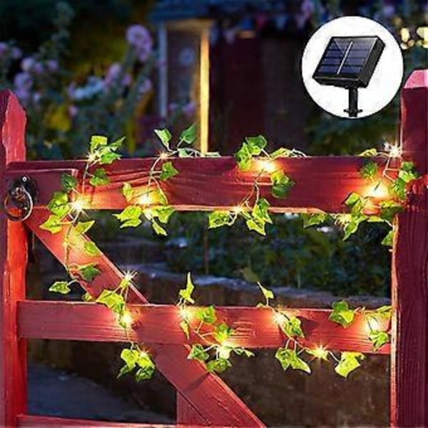 10 m 100 LED Gröna Murgrönsblad Fairy Slingor, 2-pack Solcellsdrivna Slingor, för Trädgård, Uteplats, Fest