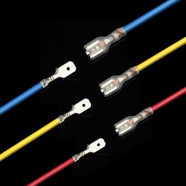 270 stk. elektriske terminaler, T-stik ledningsforbindelse, han- og hunstik ledningsforbindelser crimp terminalblok med isoleringsmuffe 2,8 mm 4,8 M