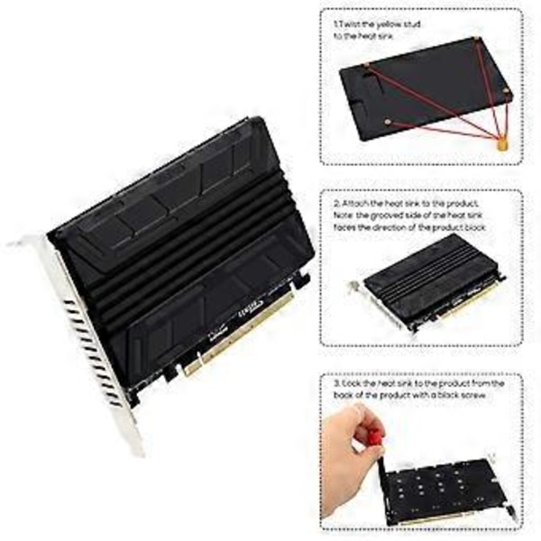 M2 SSD till PCIE Adapterkort PCIEX16 NVME M2 M-KEY SSD RAID Moderkort PCI-E